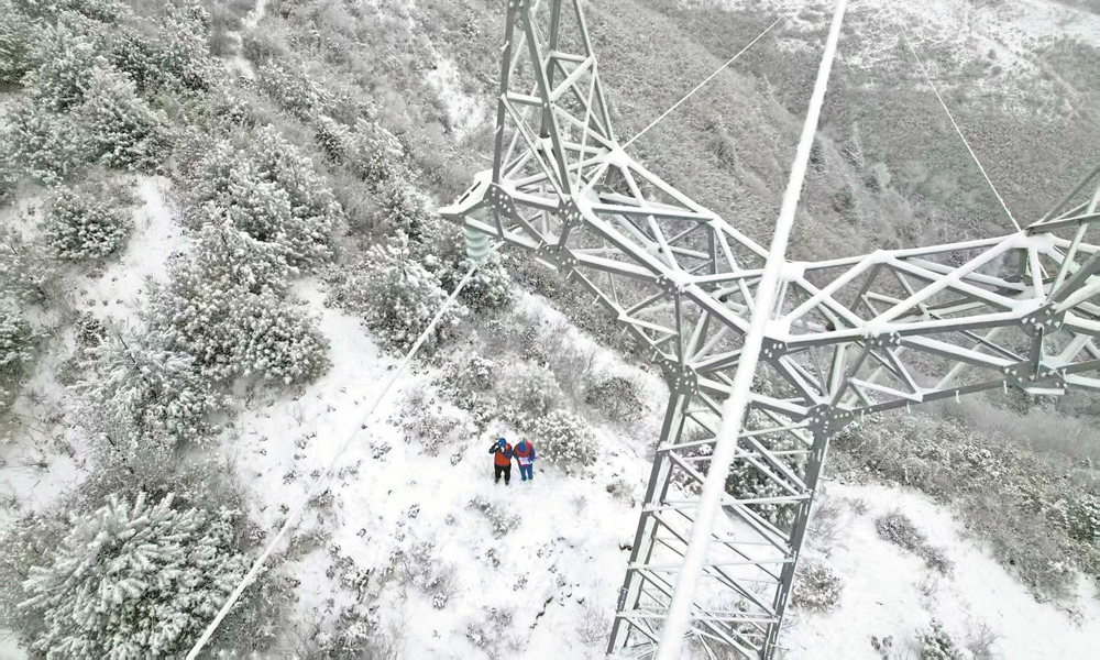 国家电网四川凉山供电公司工作人员特巡110千伏越喜一线。　